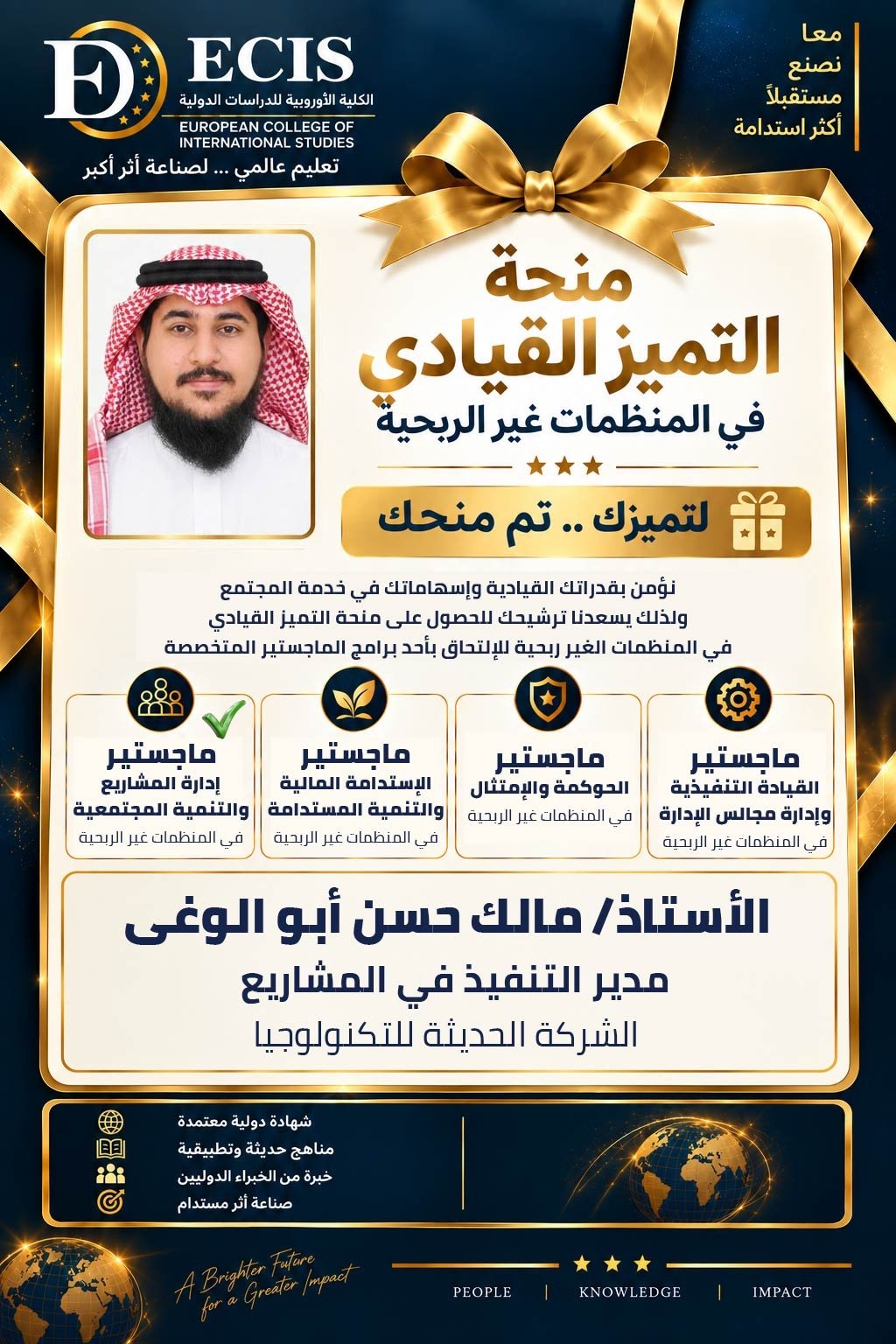 الأستاذ: مالك حسن أبو الوغى — مدير التنفيذ في المشاريع، الشركة الحديثة للتكنولوجيا